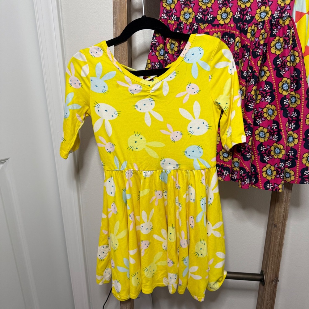 Dot Dot Smile Girls 3 Piece Dress Bundle Easter Bunny Floral Geometric Size 5-6 - Picture 2 of 10